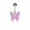 Belly Button Piercing Butterfly Zirconia Silver