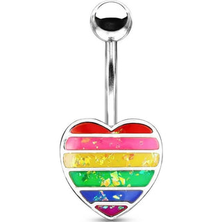 Piercing ombligo Corazón arco iris