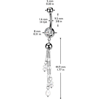 Belly Button Piercing dangle zirconia pearl