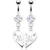 Belly Button Piercing BEST FRIEND Heart dangle Zirconia