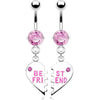 Belly Button Piercing BEST FRIEND Heart dangle Zirconia