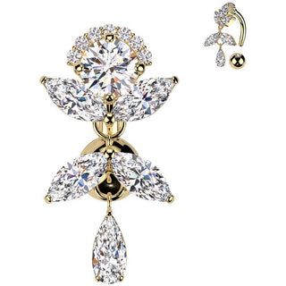 Belly Button Piercing titanium brass top down zirconia dangle