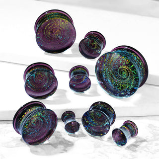 Cristal Plug Vidrio con espiral galáctica