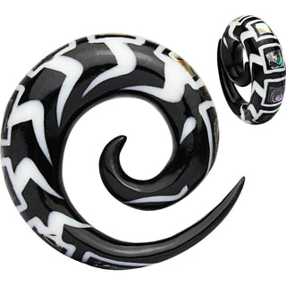 Spiral Horn Black White Abalone