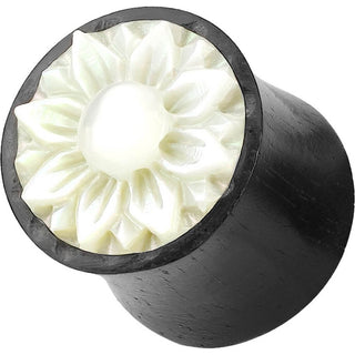 Plug Madera con flor de loto de nácar