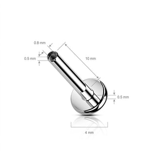 Base labret base with flat back Internally Threaded