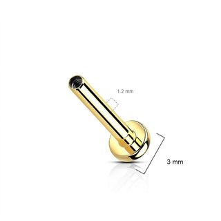 Titanium Base labret base flat back 3mm Internally Threaded