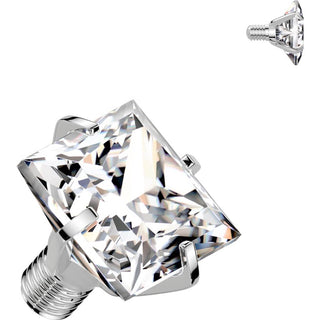 Top Top Square Prong Setting Cubic Zirconia Internally Threaded