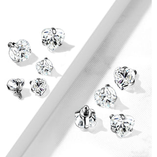 Top top heart zirconia prong setting Internally Threaded