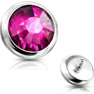 Top Top flat round zirconia bezel setting Internally Threaded