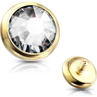 Top Top flat round zirconia bezel setting Internally Threaded