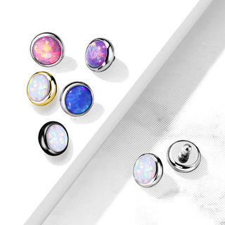 Top top flat round opal bezel setting Internally Threaded