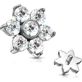 Top top flower zirconia prong setting Internally Threaded