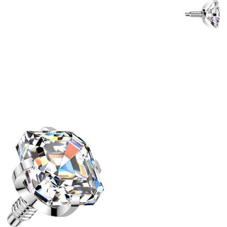 Titanium Top Top Prong Setting Square Asscher Cut Cubic Zirconia Internally Threaded