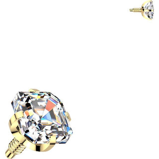 Titanium Top Top Prong Setting Square Asscher Cut Cubic Zirconia Internally Threaded