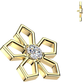 Titanium Top Top Pentagonal Cut Out Flower Zirconia Internally Threaded