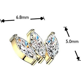Titanium top 3 marquise cubic zirconia fan Internally Threaded