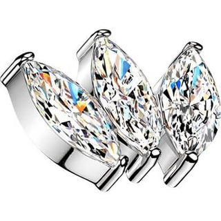 Titanium top 3 marquise cubic zirconia fan Internally Threaded