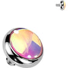 Titanium Top top flat bezel set iridescent stone Internally Threaded