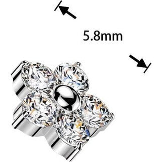 Titanium Top top 5 cubic zirconia flower Internally Threaded