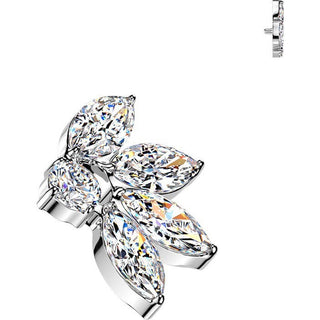 Titanium Top top 4 marquise cubic zirconia fan with round cubic zirconia Internally Threaded