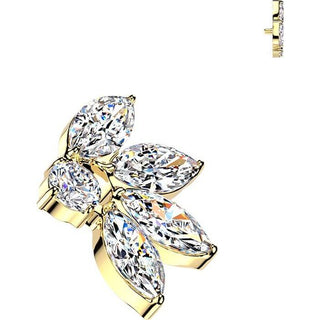 Titanium Top top 4 marquise cubic zirconia fan with round cubic zirconia Internally Threaded