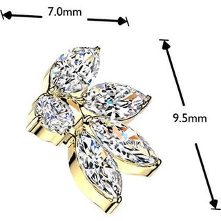 Titanium Top top 4 marquise cubic zirconia fan with round cubic zirconia Internally Threaded