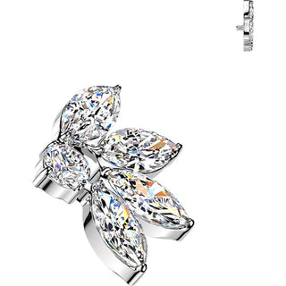 Titanium Top top 4 marquise cubic zirconia fan with round cubic zirconia Internally Threaded