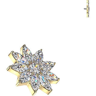 Titanium Top top cubic zirconia petals flower Internally Threaded