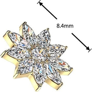 Titanium Top top cubic zirconia petals flower Internally Threaded
