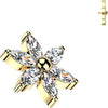 Titanium Top top 6 marquise cubic zirconia flower Internally Threaded