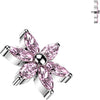 Titanium Top top 6 marquise cubic zirconia flower Internally Threaded