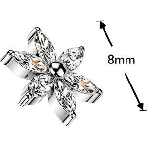 Titanium top 6 marquise cubic zirconia flower Internally Threaded