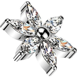 Titanium Top top 6 marquise cubic zirconia flower Internally Threaded