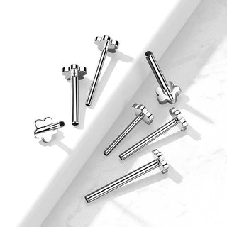Titanium Base labret bar flat back flower base Push-In
