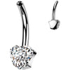 Titanium Base belly button pin heart zirconia Push-In