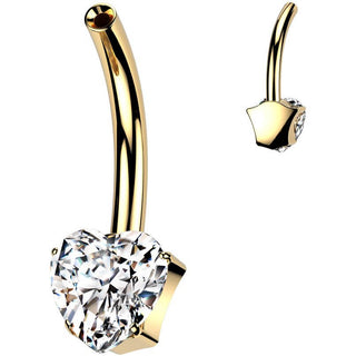 Titanium Base belly button pin heart zirconia Push-In