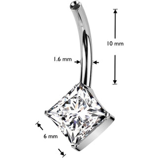 Titanium Base belly button pin square zirconia Push-In