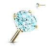 Solid Gold 14 Carat top round zirconia prong setting Push-In