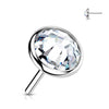 Solid Gold 14 Carat top round flat zirconia Push-In