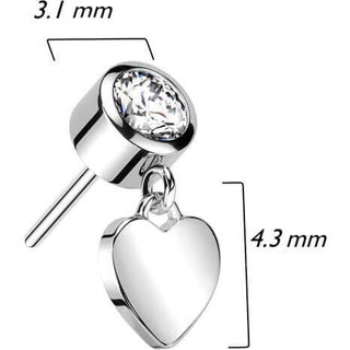 Oro 14kt Circonita con Corazón Colgante Push In