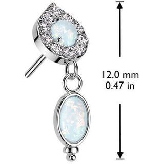 Solid Gold 14 Carat top teardrop dangle opal Push-In