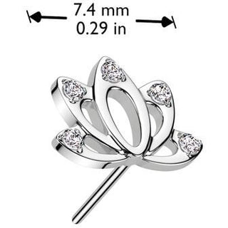 Solid Gold 14 Carat top Hollow Lotus zirconia Push-In