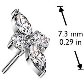 Solid Gold 14 Carat top diamond shaped zirconia Push-In