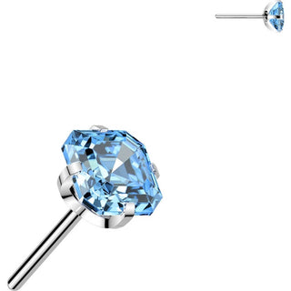 Titanium Top Top Prong Setting Square Asscher Cut Cubic Zirconia Push-In
