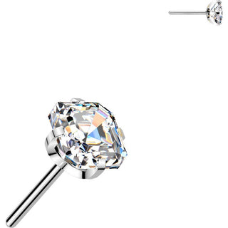 Titanium Top Top Prong Setting Square Asscher Cut Cubic Zirconia Push-In