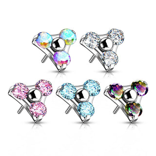Titanium Top Top Triangle Zirconia prong setting Push-In