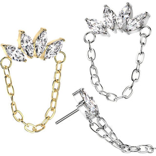 Titanium Top top chain marquise cut zirconias Push-In