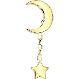 Titanium Top crescent moon star dangle chain Push-In
