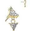 Titanium top prong set triangle cubic zirconia with dangle Push-In
